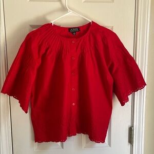 J. Crew Scarlet Eyelet Button-Up Blouse